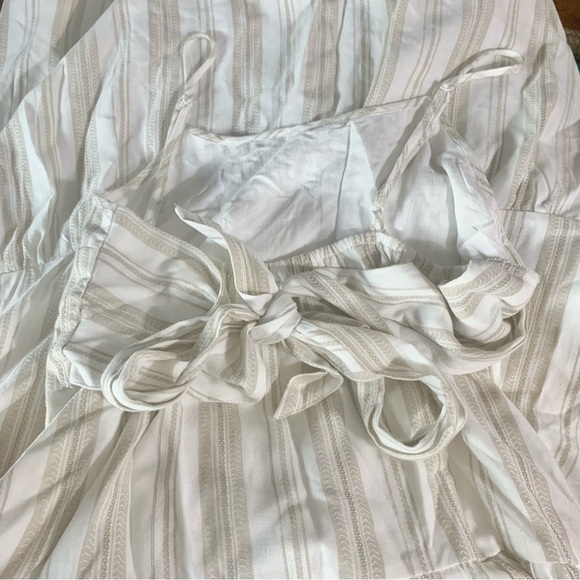 Hem & Thread Sol Stripe Open Tie Back Tiered Midi Dress Medium - Picture 11 of 11